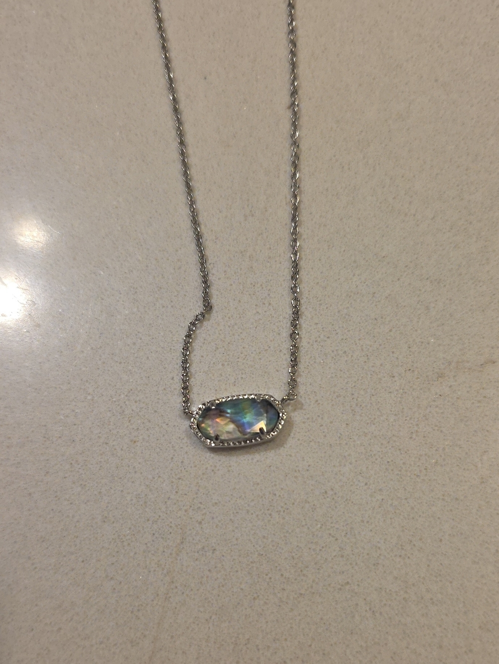 Kendra Scott Iridescent Elise Necklace - Silver with Multicolor Sheen - Picture 7 of 10